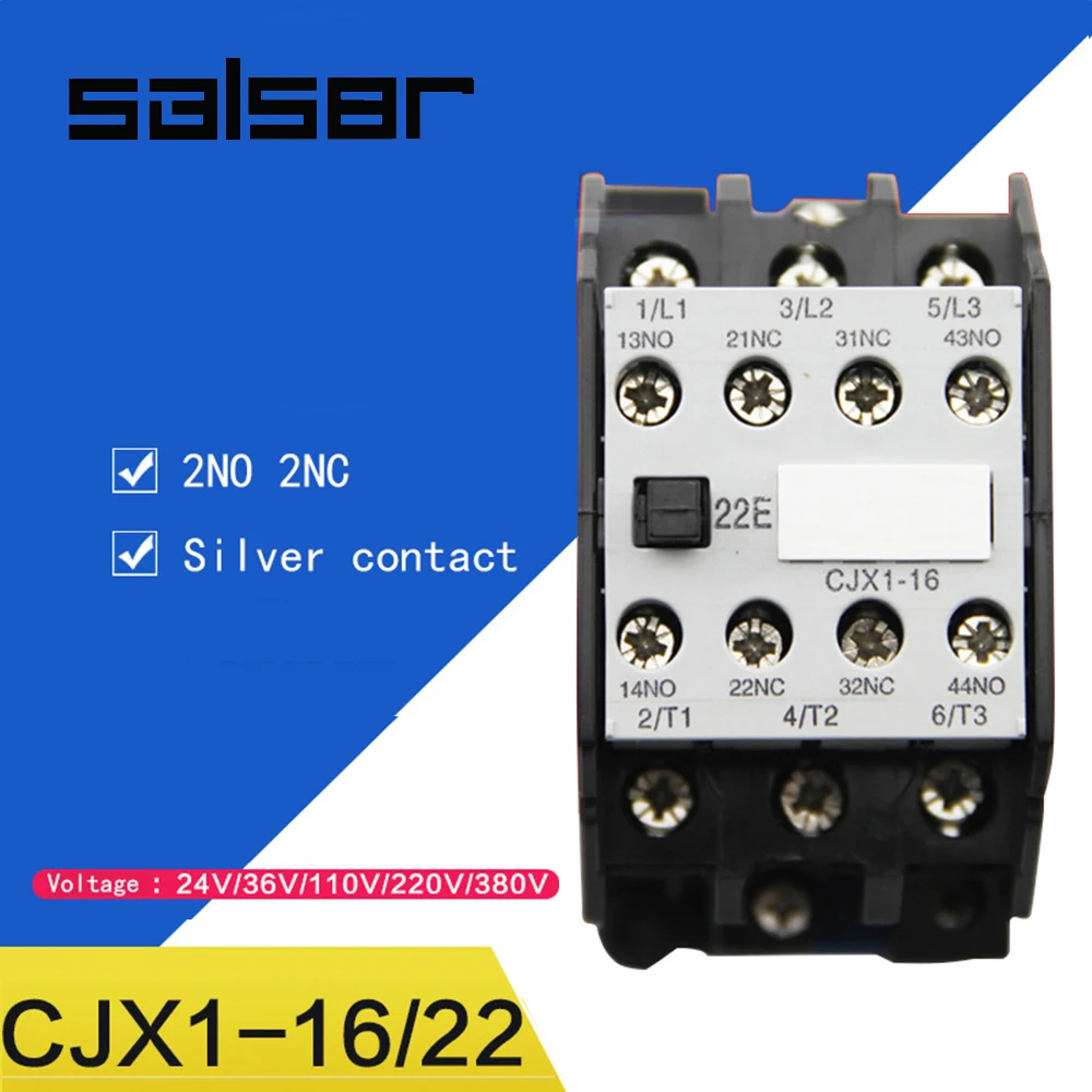 

CJX1-16/22 3TB42 AC contactor 2NO 2NC 24V/36V/48V/110V/127V/220V/380V 16A 50HZ/60HZ Original