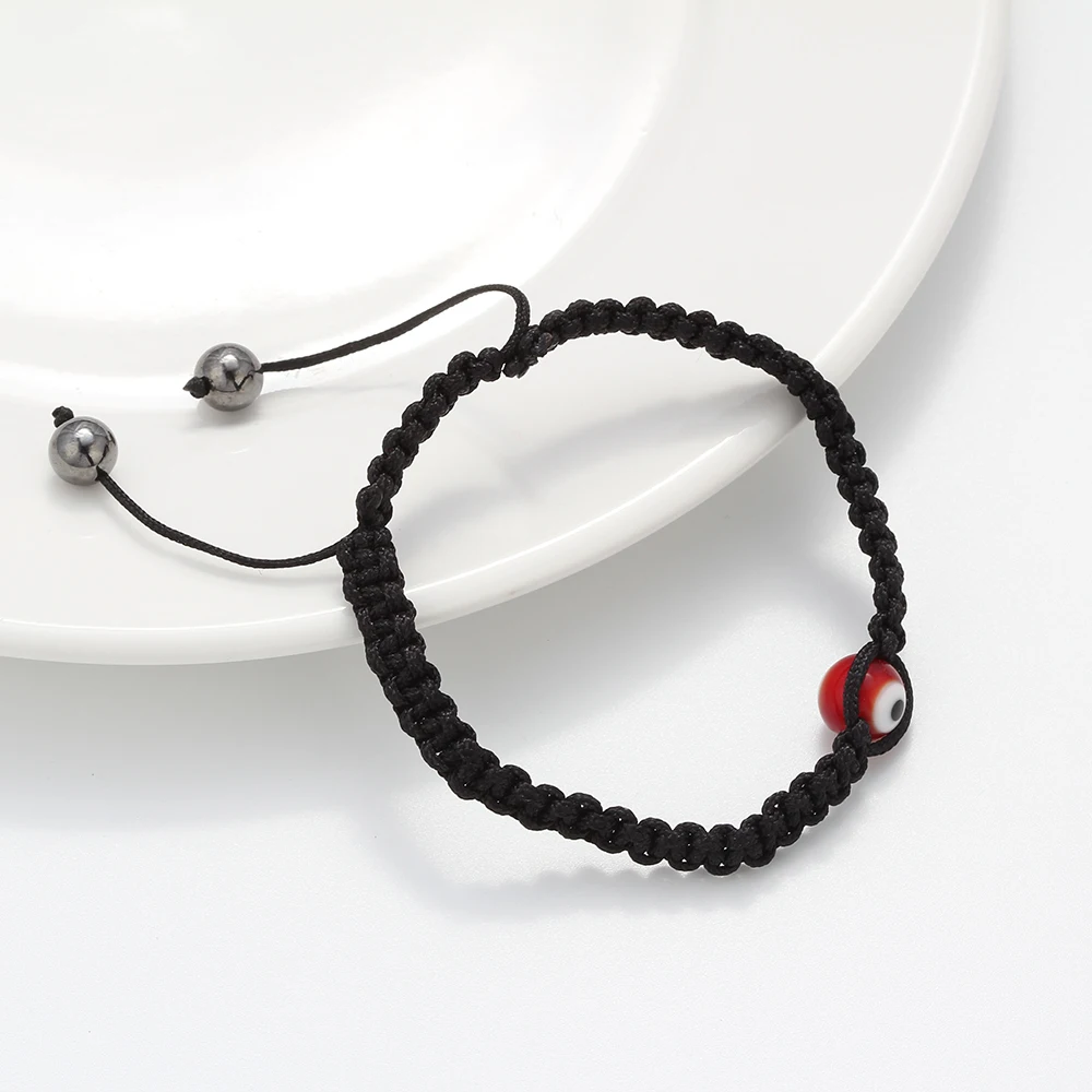 Браслет с красным сглаза от Lucky Eye, браслет с черной тесьмой ручной работы, турецкий браслет для мужчин и женщин, регулируемый EY78