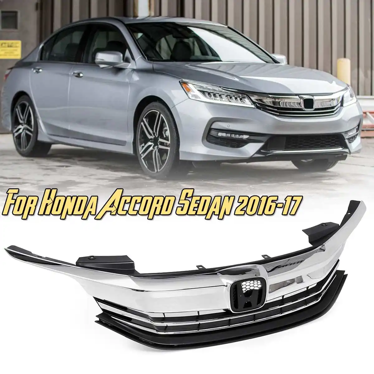 

Matte Black ABS Front Upper Chrome Billet Racing Grille Grill For Honda for Accord Sedan 4D 9.5th 2016 2017 Part