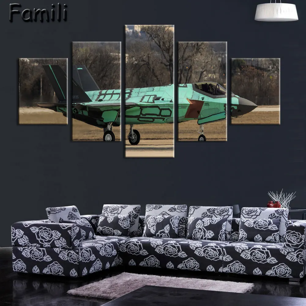 

5Pieces/set Aerial Fighter Air Landscape Poster Pictures For Modern Home Decor Wall Art Print Canvas Painting Living Room Artwo
