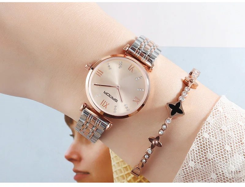 SANDA Роскошные женские кварцевые часы с алмазами элегантное дамское платье повседневные часы модные водонепроницаемые женские часы ударостойкие
