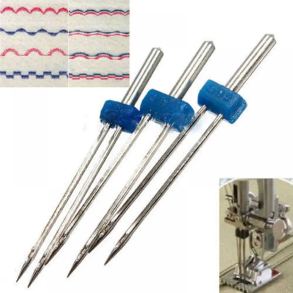 3 шт. двойные иглы булавки швейная машина Размер 2,0/90 3,0/90 4,0/90 Нержавеющая сталь швейные иглы высокое качество