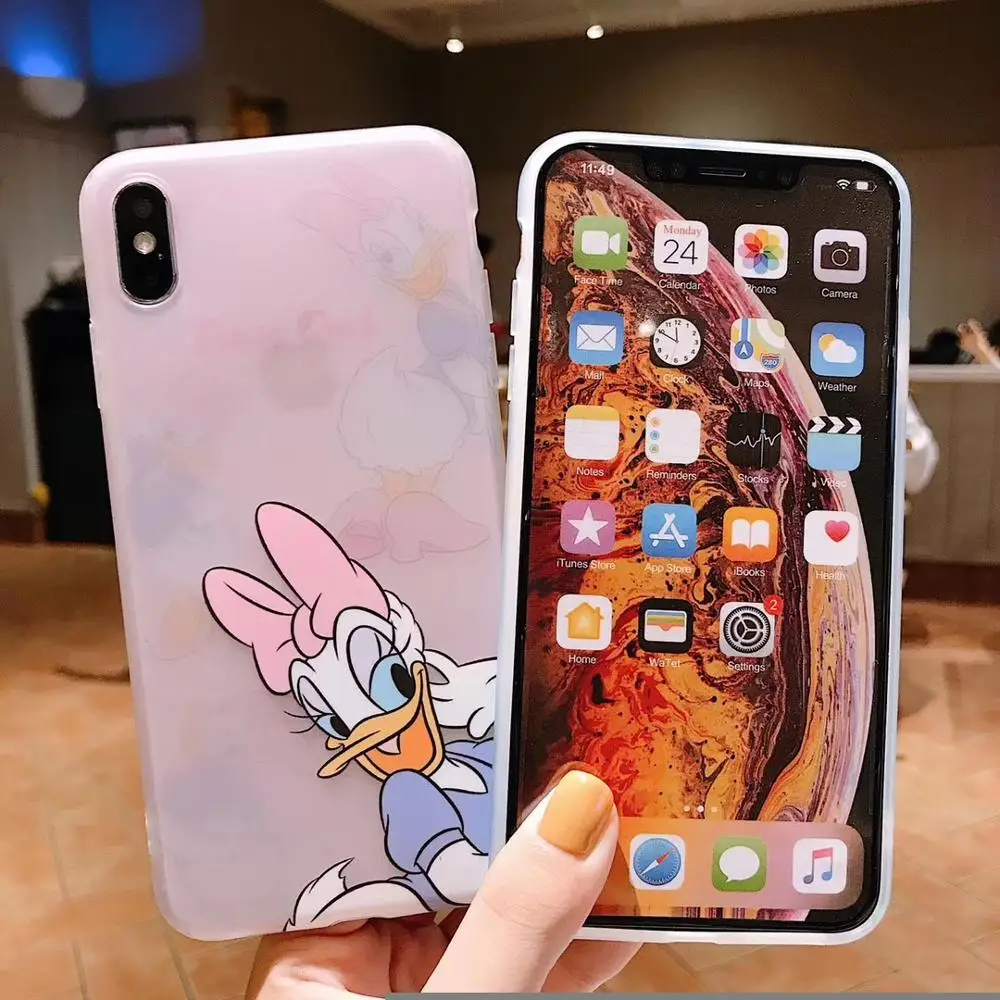 Чехол для iphone XS Max XR X 6 6 S 7 8 Plus с милым Дональдом Даком Дейзи пухом из мягкого ТПУ