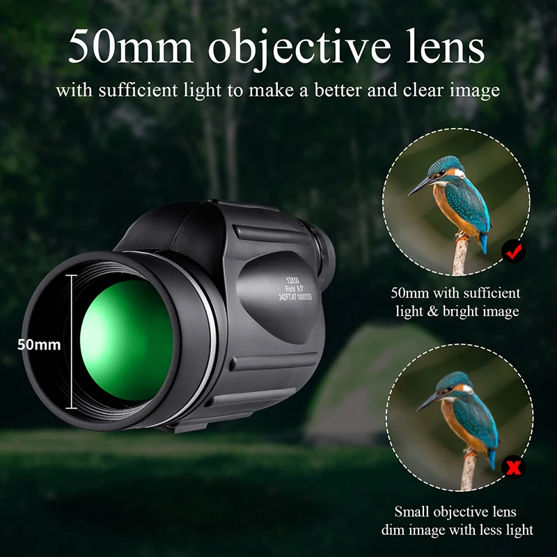 Telescope Monocular For Hunting 13x Waterproof High Power with Phone Adapter Handle Case Accessories BNISE Professional Optics  