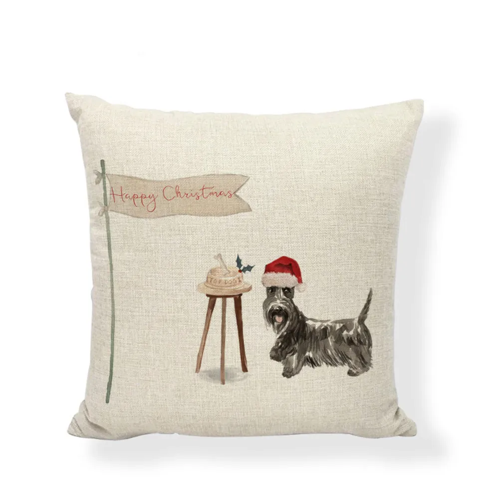 Рождественская наволочка для подушки с изображением животных, шнауцер, Сибирский хаски, чехол для подушки, детские подарки, домашний диван, декор для стула, наволочка