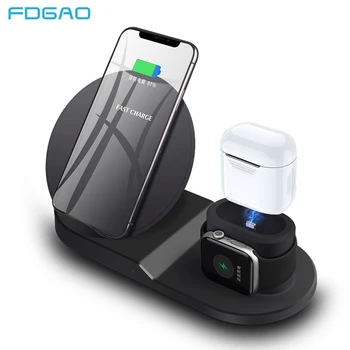 

Fdgao Qi Wireless Charger for iPhone 11 8 X XS XR 10W Fast Charging Stand For Apple Watch 5 4 3 2 Airpods Pro for Samsung S10 S9