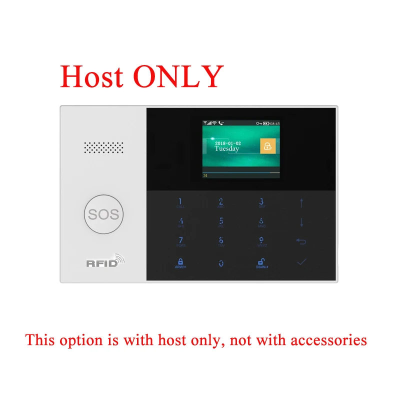 DAYTECH GSM WiFi сигнализация система безопасности дома PIR детектор датчик двери приложение iOS/Android приложение управление TFT экран 8 языков - Цвет: Host only