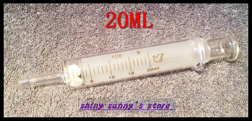 

1Pcs 20ml Glass Syringe Large Diameter Injector Glass Sampler Brand New