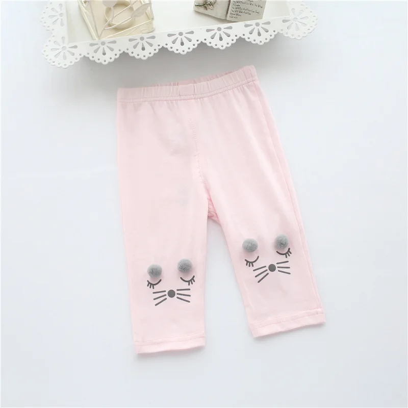 

2018 Spring Baby Pants Cartoon Cat Toddler Girl Leggings Elastic Waist Kids Pant Baby Clothes pink grey blue 0-2T