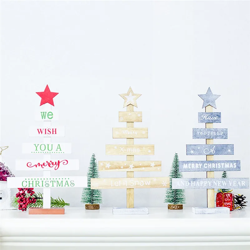 

Snowflake Star Creative Wooden Mini Christmas Tree Decoration for Home Ornaments Drops Desktop Decoration Merry Christmas O26