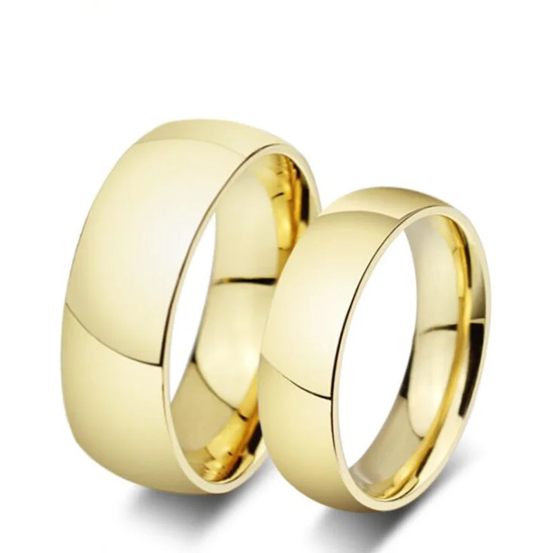 

Simple titanium steel gold color smooth lovers ring fashion jewelry Wedding brand Rings For Women Men lovers G0335
