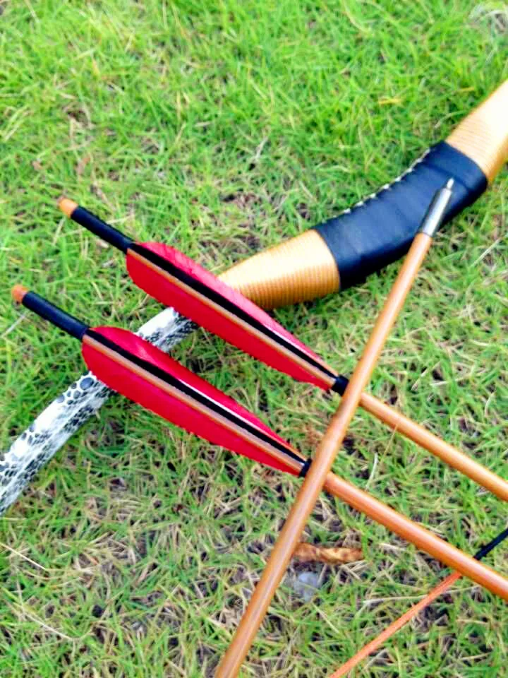 

Traditional Hunting Recurve Bow Archery Longbow 35-65Ibs Snakeskin longbow handmade and 3 arrows