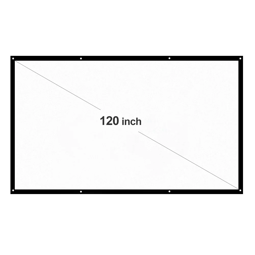 

120'' Portable Projector Screen 16:9 White Dacron Diagonal Video Projection Screen Foldable Wall Mounted for Home Theater