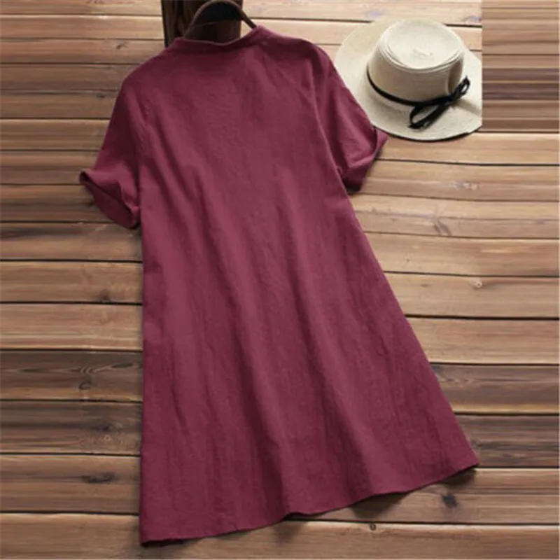 

Summer Dress For Women 2019 Solid Blue Red Pink White Shirt Dress Women Short Sleeve Shirt Dress Women Vestido Female Robe Femme