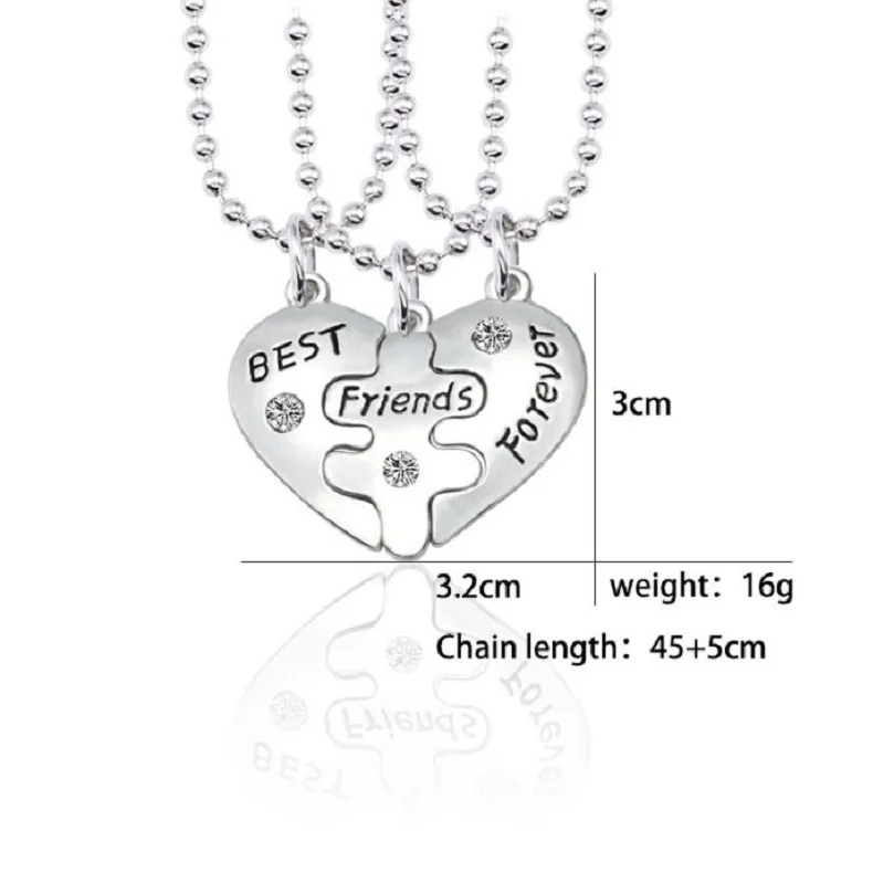 爱心拼接好朋友 闺蜜Best Friend Forever三件套镶钻项链饰品10