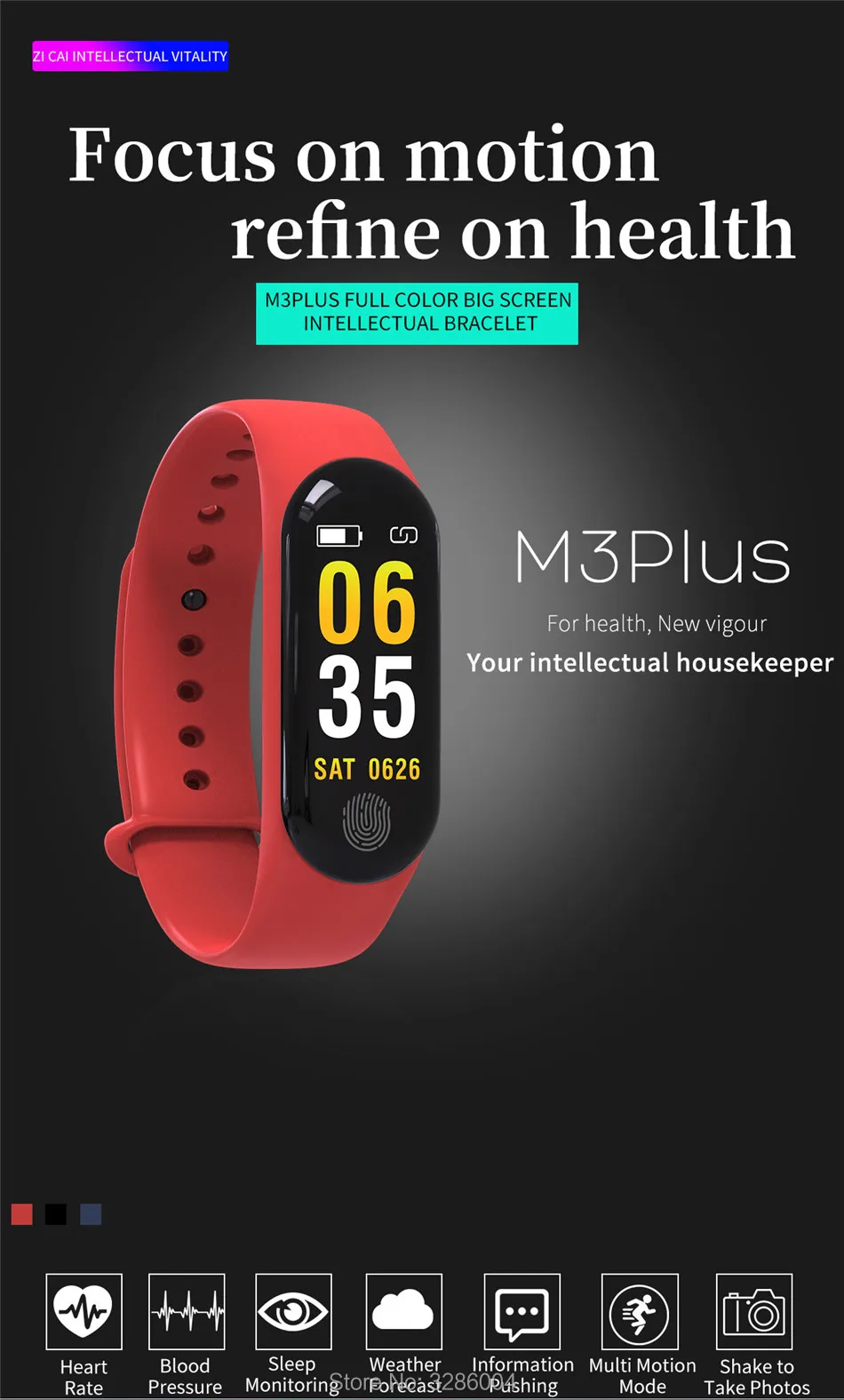 Shinsklly M3 Smart Bracelet Blood Pressure Fitness Tracker Heart Rate Monitor Smart Band Waterproof Pedometer Watch Men Women XIAOMI BAND 3 01