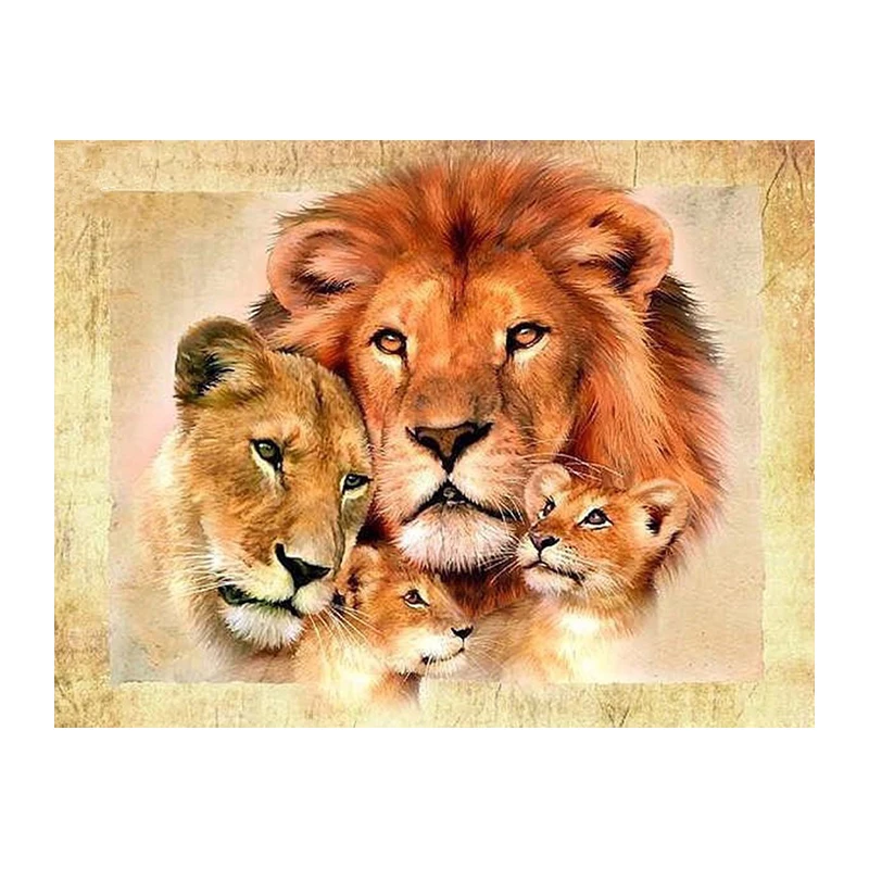 Lion Family Diamond Painting Cross Stitch Full Diamond Embroidery Europe Home Decoration Square Drill Animal Series