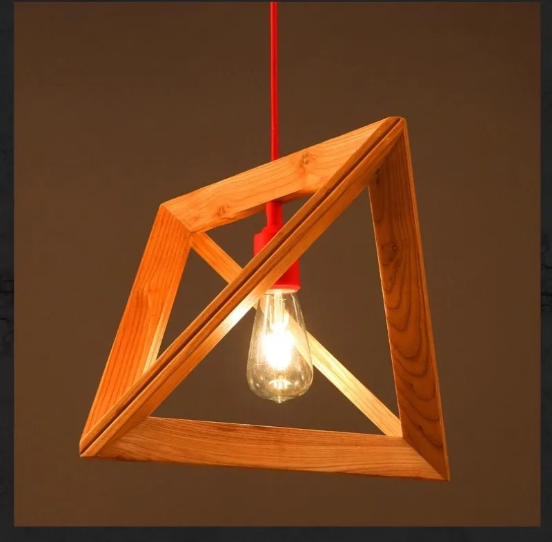 Simple OAK Wooden Rectangle Pendant Lights Hanging Wood Creative Pendant Lamps Dinning Room Restaurant Retro Fixtures Luminaire