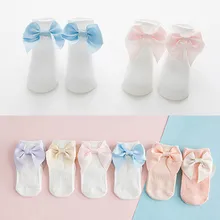3 пары носков для малышей весенне-летние дышащие хлопковые носки милые носки с бантом на лодыжке ярких цветов с бантом