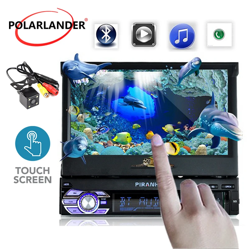 1 Din coche mp4 mp5 jugador estéreo video de Audio de coche Radio 7 HD pantalla retráctil táctil espejo enlace radio de coche reproductor de cassette