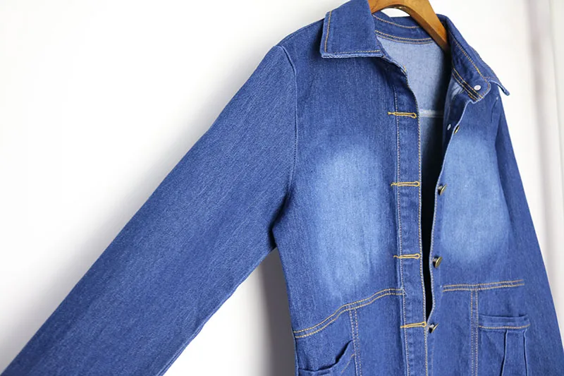 new Women Demin Jacket coat loose Sping Autumn Jeans Coat Vintage Women Lapel Long Sleeve Single Breasted Jacket