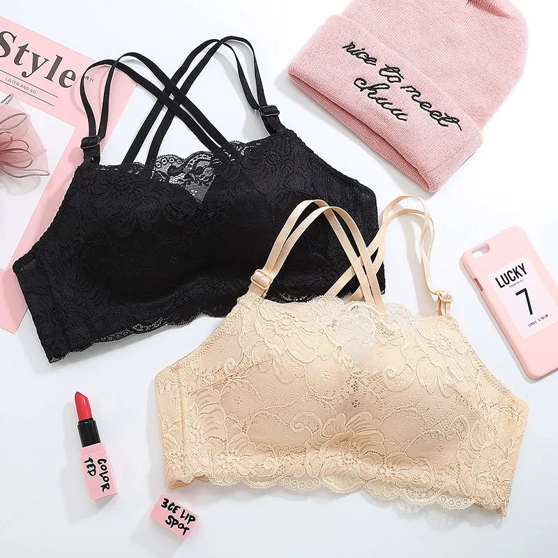 

DERUILADY Underwear Women Solid Comfortable Seamless Bralette Adjusted Wireless Push Up Bra Ladies Backless Sexy Lingerie
