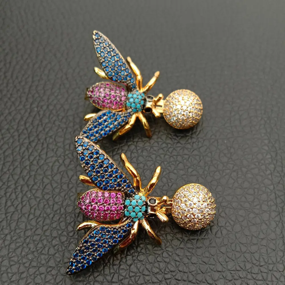 

Cubic Zircon Micro pave bee fixed interlayer clasp clip double connector DIY Jewelry Findings