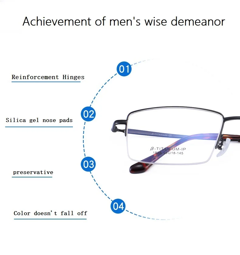 Ширина-143 B титановые очки, мужские деловые ультра-светильник, модная оправа для очков, новинка, полуоправа, мужские очки для близорукости