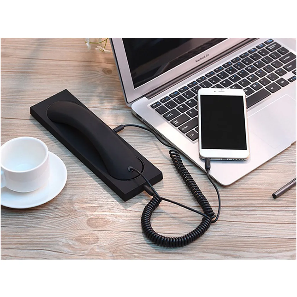Retro Telephone Handset , 3.5mm Radiation Proof Cell Phone Telephone Receiver and Handset Holder for iPhone 5 6 Sansung Galaxy