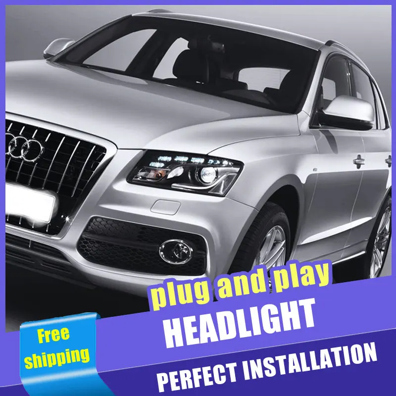 2 шт. Автомобильные светодиодные фары для Audi Q5 2009 светодиодный ные DRL линзы с