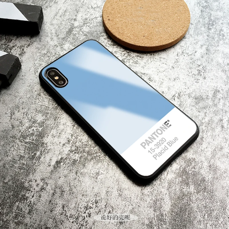 Pantone цветной чехол из закаленного стекла для телефона для iphone 5 6 7 8 6s 6s plus 7plus 8plus x xr xs xsmax