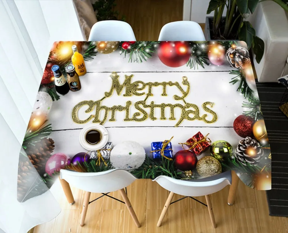 

Christmas letter wood grain pattern classic personality tablecloth digital printing tablecloth 3d photo creative tablecloth
