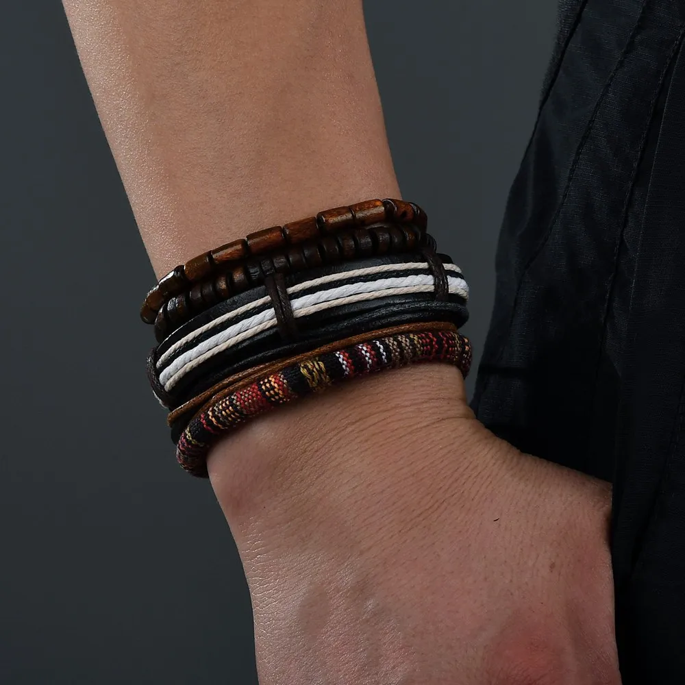 

5PCS bracelets men pulseras mujer moda pulseira feminina pulseira masculina leather bracelet bileklik pulseras hombre SEJ0009