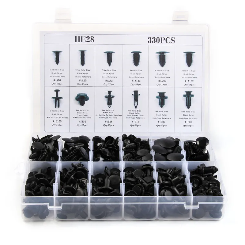 

330PCS 12Kinds Mixed Auto Fastener Car Bumper Plastic Fixed Clamp Barb Trunk Fixed Clip for TOYOTA BMW Rivet Screws Kit