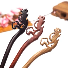 Милая белка сандаловое дерево ручной резной палочка для волос с натуральным ароматом палочка для волос ручной работы винтажная Женская бижутерия китайский подарок