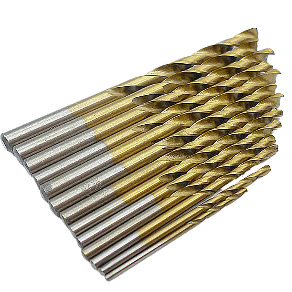 13pcs Hss Metric Drill Bit Set Twist Drills 1.5 6.5mm Titanium Coated