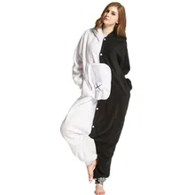 Новые унисекс для взрослых животных monokuma пижамы мультфильм черный, белый цвет медведь Kigurumi Комбинезоны костюмы Рождество