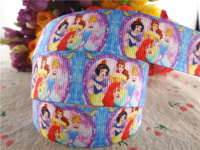 

17052914,New arrival 7/8" (22mm) 10 yards/lot princess printed grosgrain ribbons cartoon ribbon DIY handmade materials