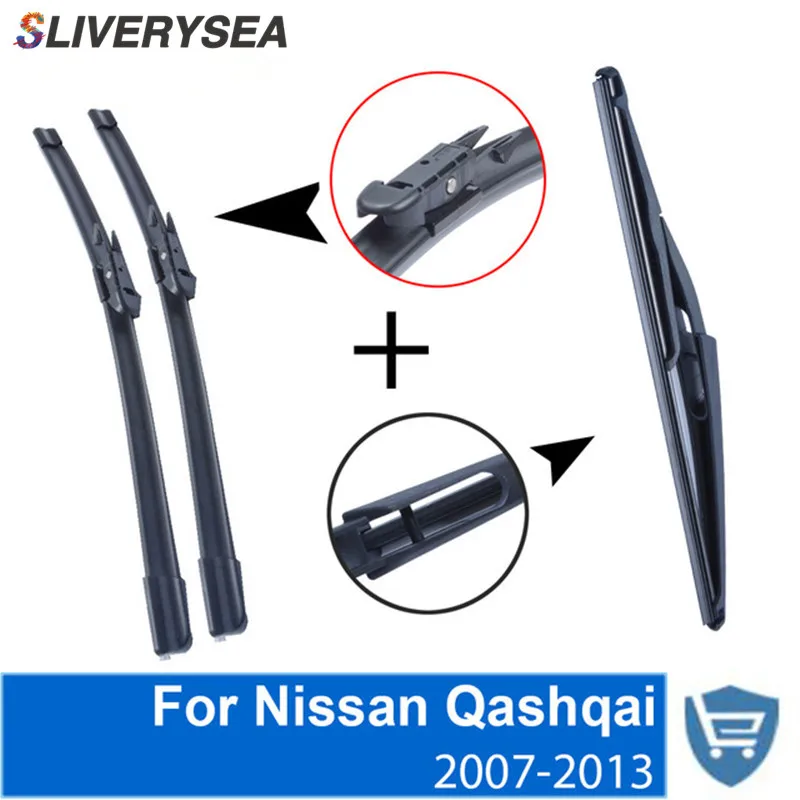 SLIVERYSEA Front and Rear Wiper Blade 24''+15'' For Nissan Qashqai 2007-2013 High quality Natural Rubber windscreen |