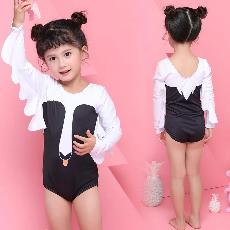 

Girl Swimming Suit Kids Bathing Suits 2019 Swimwear For Children Baby Clothing Female Child Bikini Swan Lovely Preschool Solid