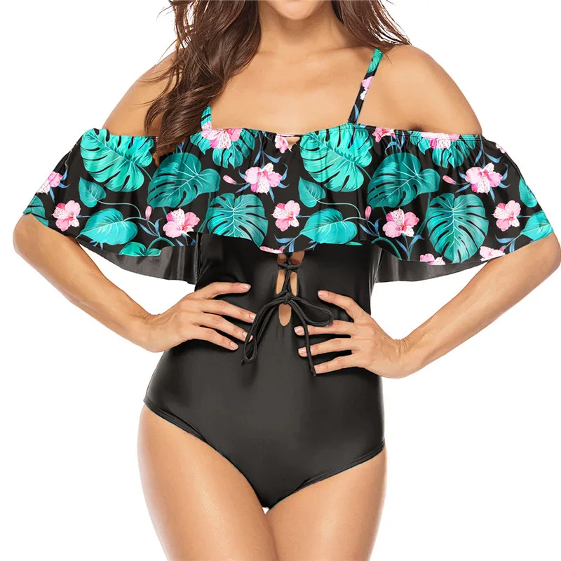 2019 Plunge Ruffle One Piece Swimsuit Large Size Bathing Suit Female Vintage Floral Print Swimwear Badpak Kawaii Swim XXXL 2019 Plunge Ruffle One Piece Swimsuit Large Size Bathing Suit Female Vintage Floral Print Swimwear Badpak Kawaii Swim XXXL