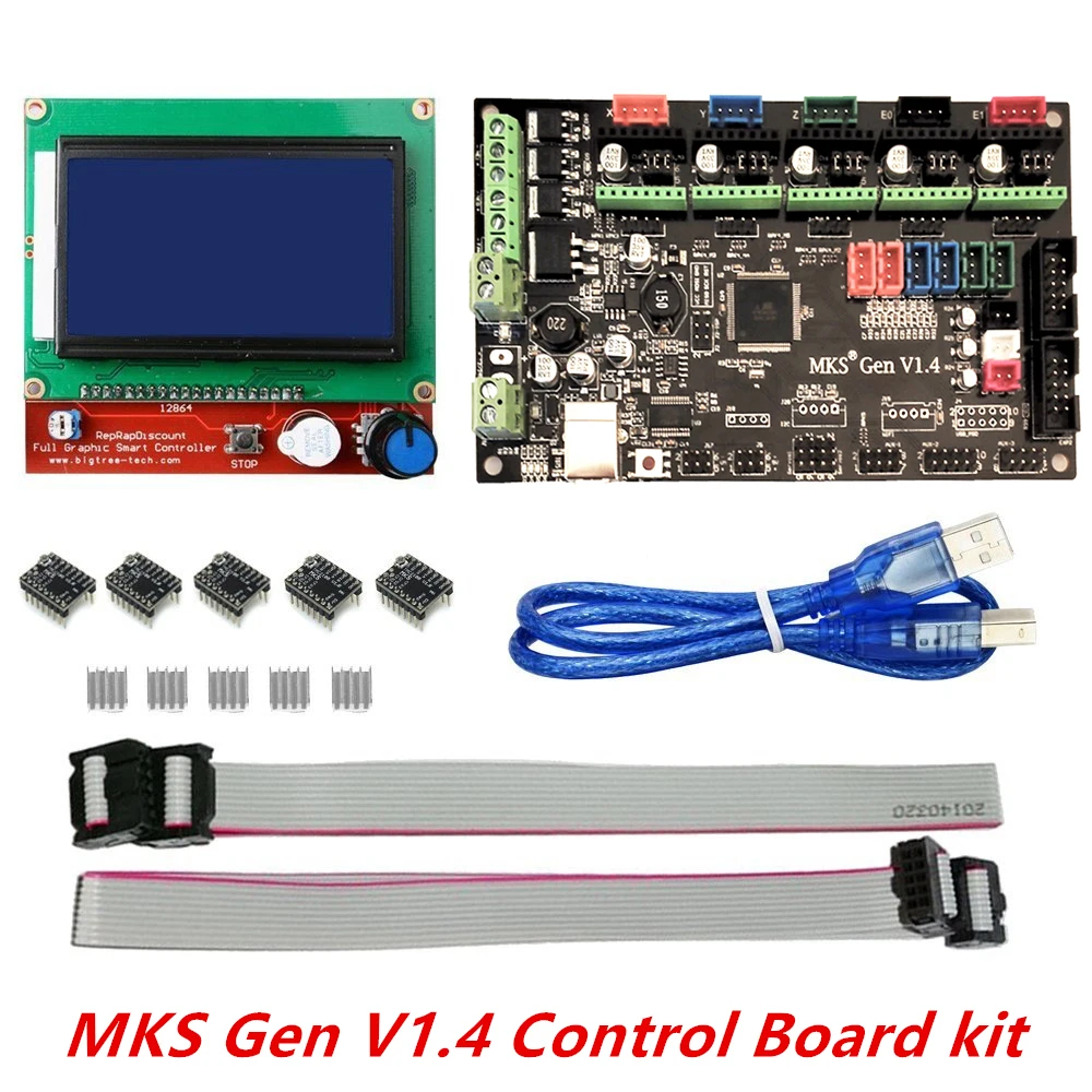 MKS Gen V1.4 3D принтер комплект с RepRap плата + 5 шт. TMC2100 Драйвер 12864 Графический