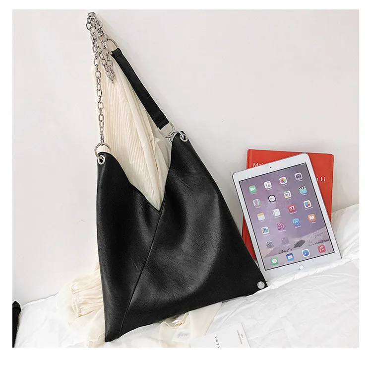 Модные сумки для женщин, вместительная сумка из искусственной кожи, женские сумки через плечо, дизайнерская Большая вместительная сумка на цепочке, черная женская сумка