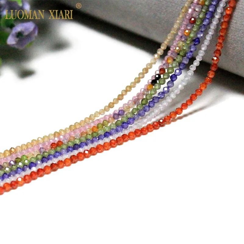 Wholesale AAA 2mm Natural Zircon Faceted Round Natural Stone Beads Beads For Jewelry Making DIY Bracelet necklace