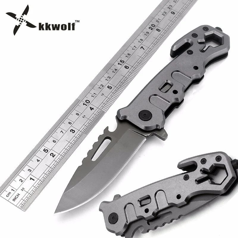 Карманный складной нож KKWOLF 57HRC серый многофункциональный инструмент походные