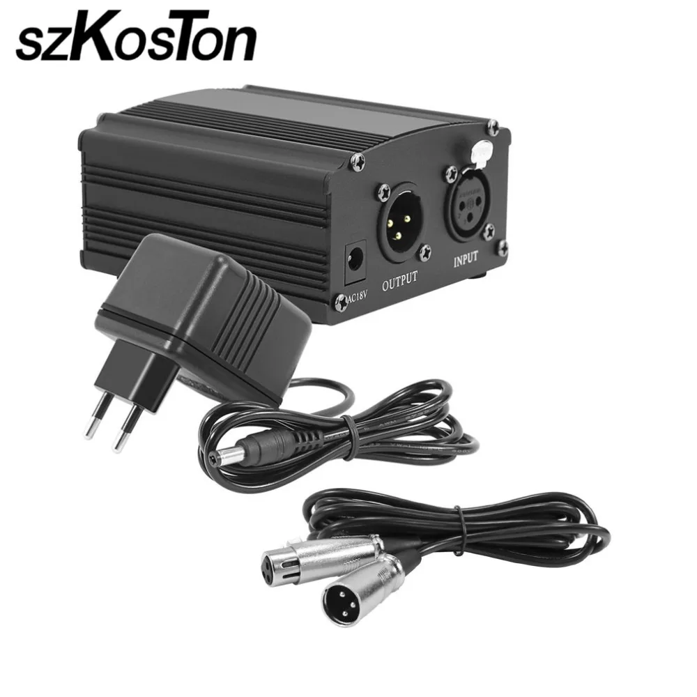 

For Bm 800 Microphone 48V Phantom Power Supply with Adapter + XLR Audio Cable for Condenser Microphone Music Recording Equipment