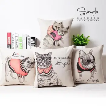 

french bulldog pillow ,Cartoon dog pillow cushion ,Linen pillowcase,home decor cushion ,home decorative Pillows