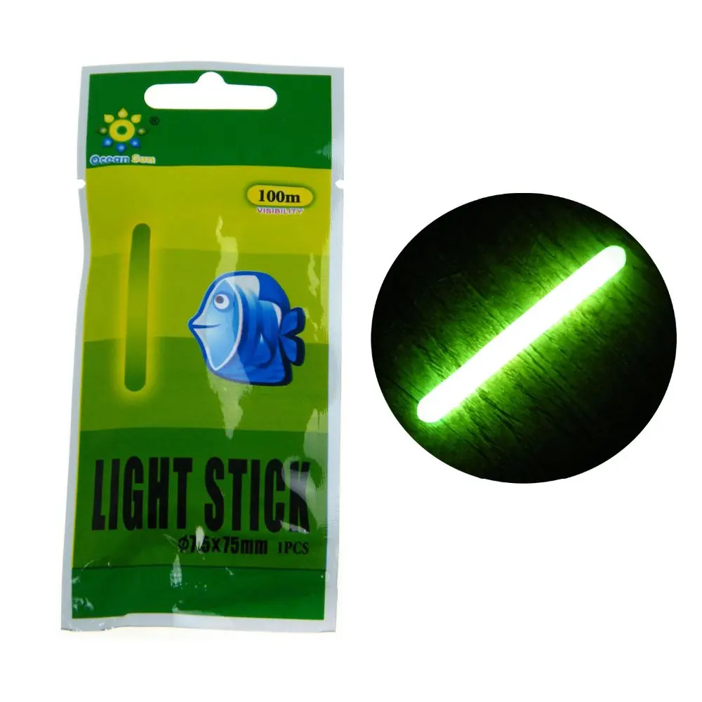 

10 Bags 7.5X75MM Fishing Glow Stick Tube Wand Green Fluorescent Light Stick for Fishing Float Night Bobbers Luminous Glow Sticks