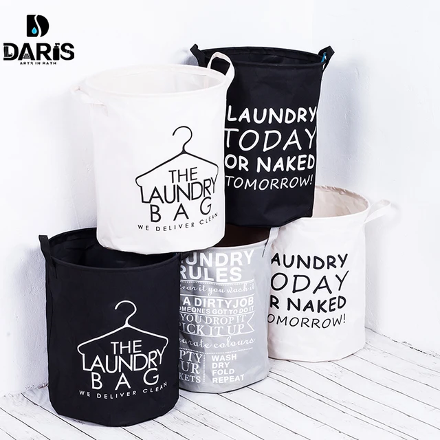 Daris Fashion Fabric Laundry Basket Bag Dirty Pouch Folding Bracelet Daris Fashion Fabric Laundry Basket Bag Dirty Pouch Folding Bracelet Bathroom Product Black And