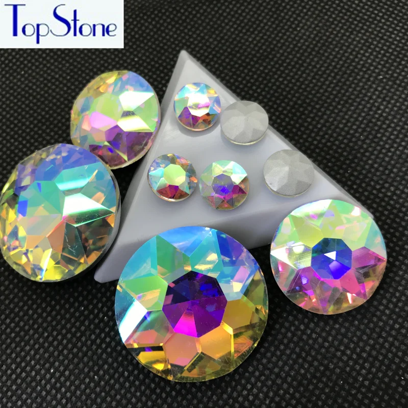 Topstone Кристальные AB прозрачные 8 12 18 27 35 мм круглые стеклянные стразы Baoshihua Pointback Diy
